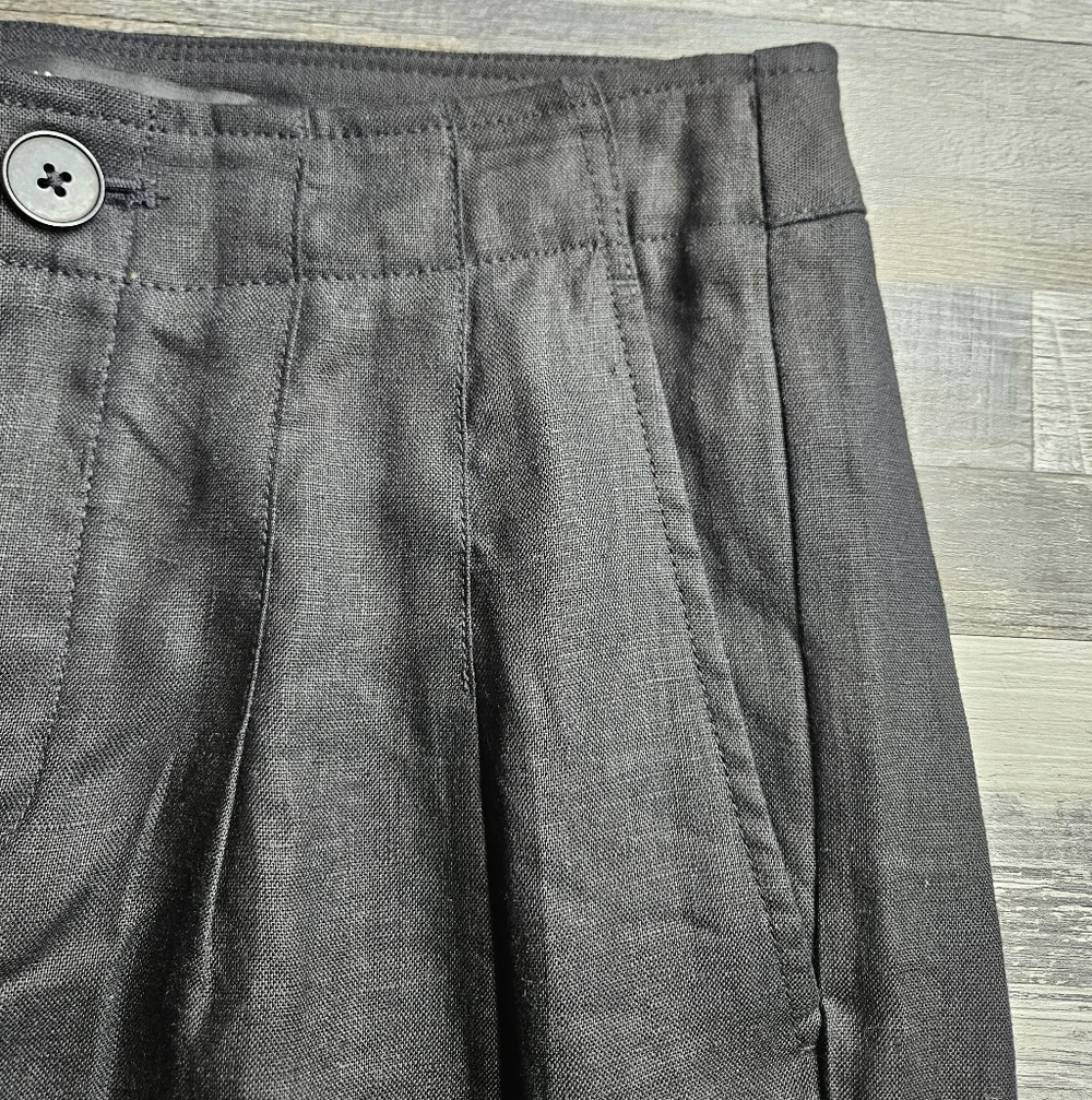Banana Republic NEW 100% Linen High Rise Pleated Pants Black Size 0